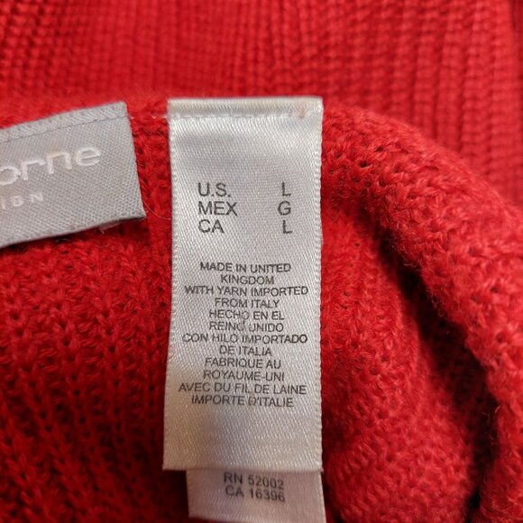 Liz Claiborne Womens L Sweater Bold Red Wool Blend Turtle Neck Office career - Picture 15 of 15